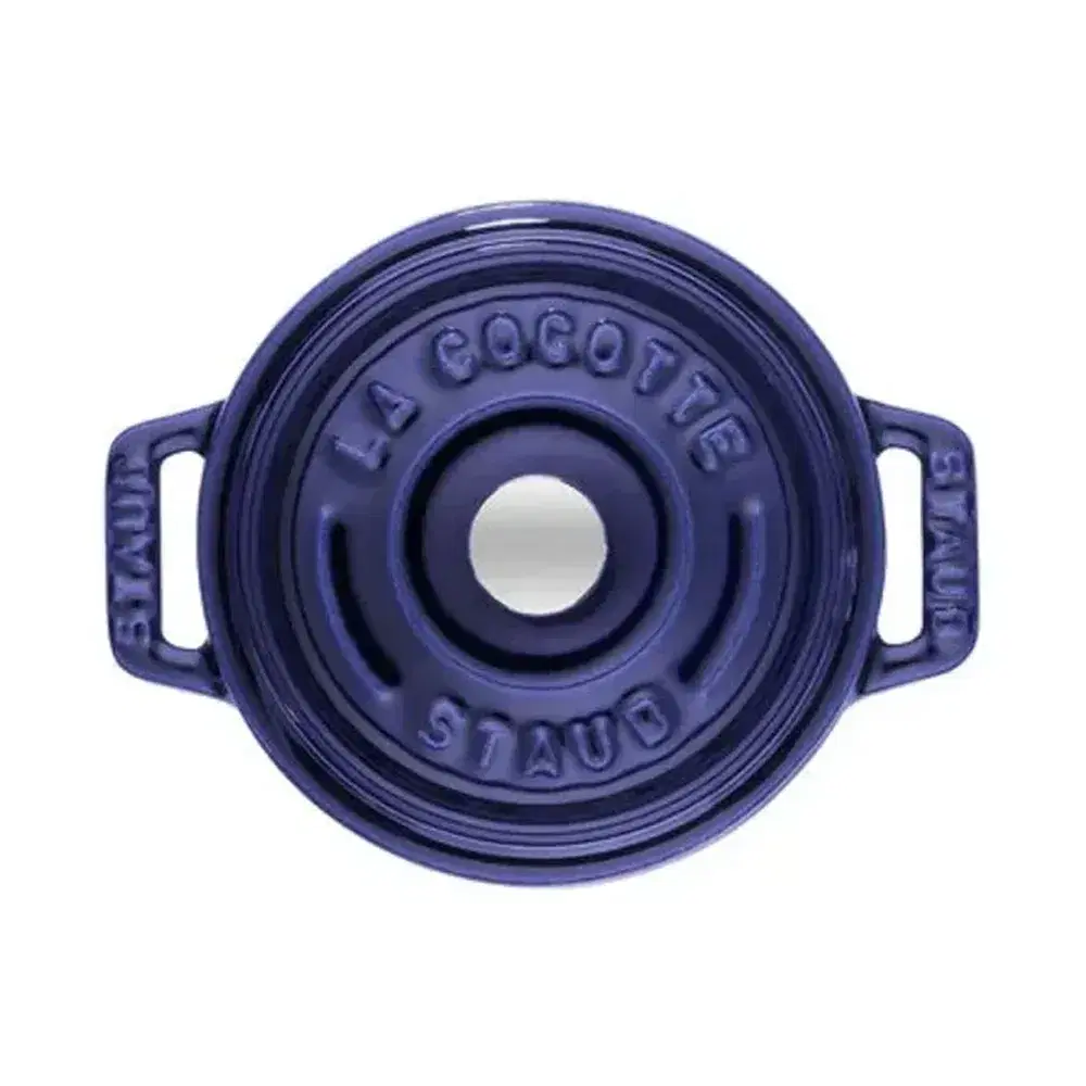 Staub 1004282 0.25-qt Cast Iron Mini Round Cocotte with lid, Dark Blue