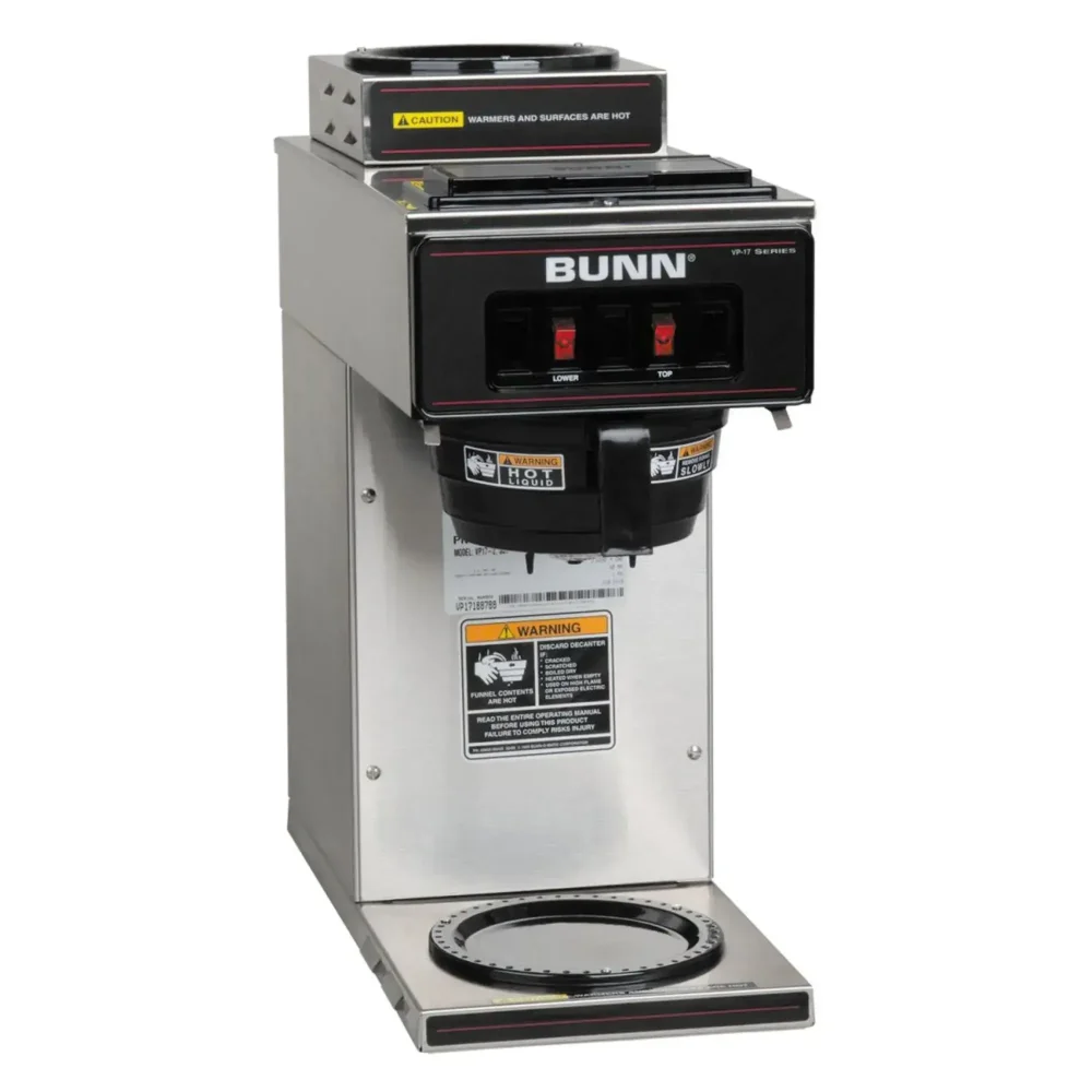 Bunn VP17-2 Low Profile Pourover Coffee Brewer, 1 Upper/1 Lower Warmer, 3.9 gal/hr, 120V