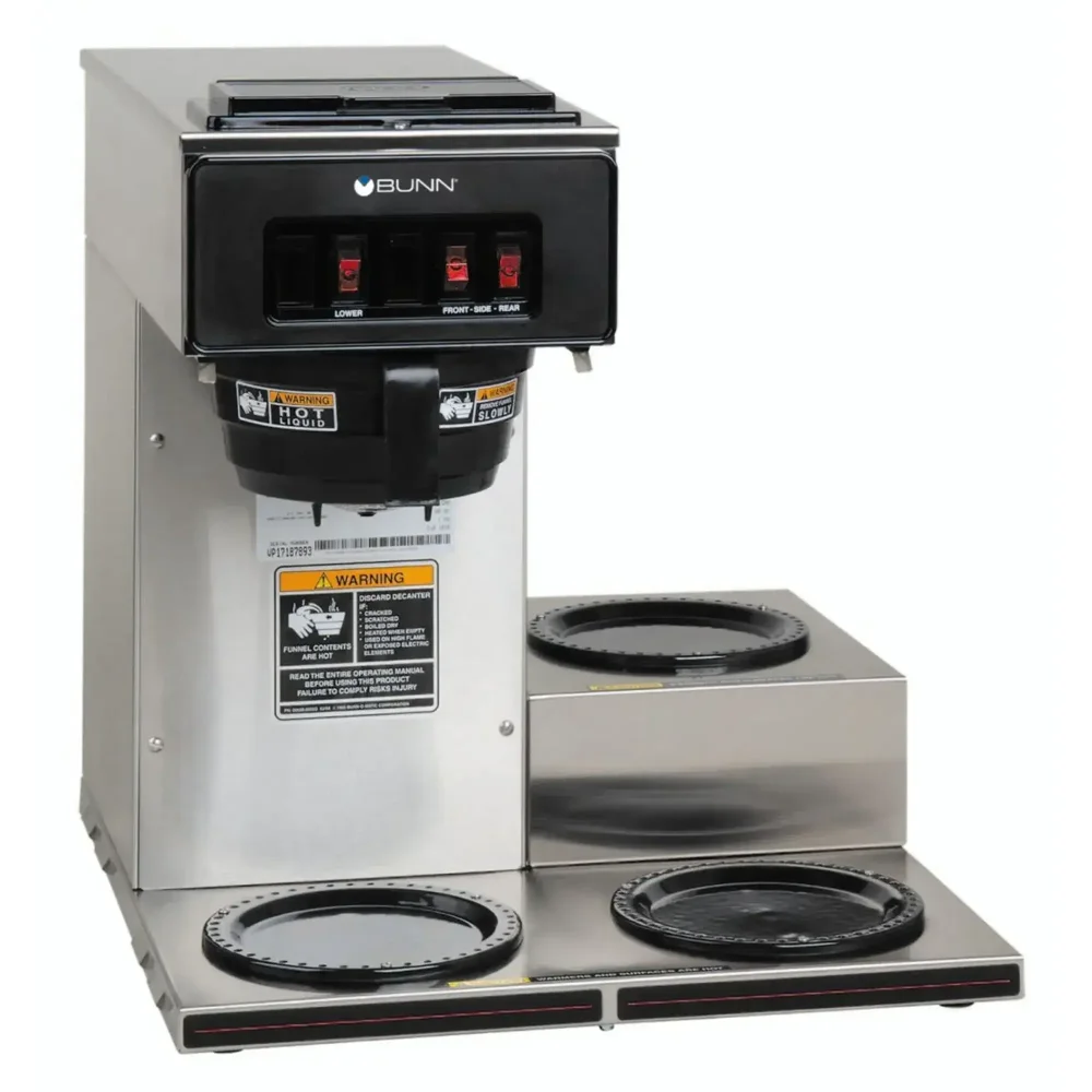 Bunn VP17-3 Low Profile Pourover Coffee Brewer, 3 Lower Warmers, 3.8 gal/hr, 120V