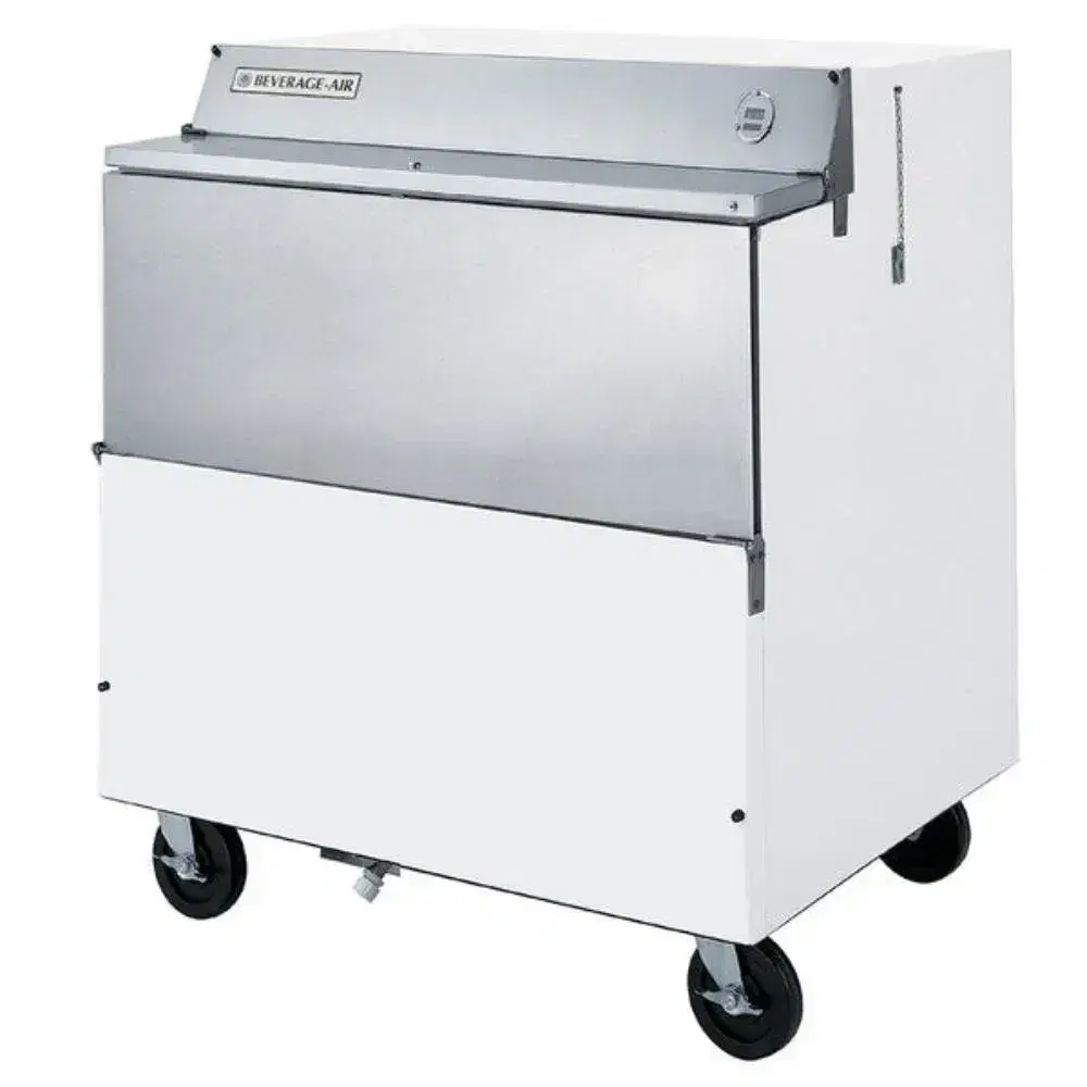 Beverage-Air SMF34HC-1-W-02 34" Forced Air Milk Cooler 1 Sided, Stainless Steel Interior, White