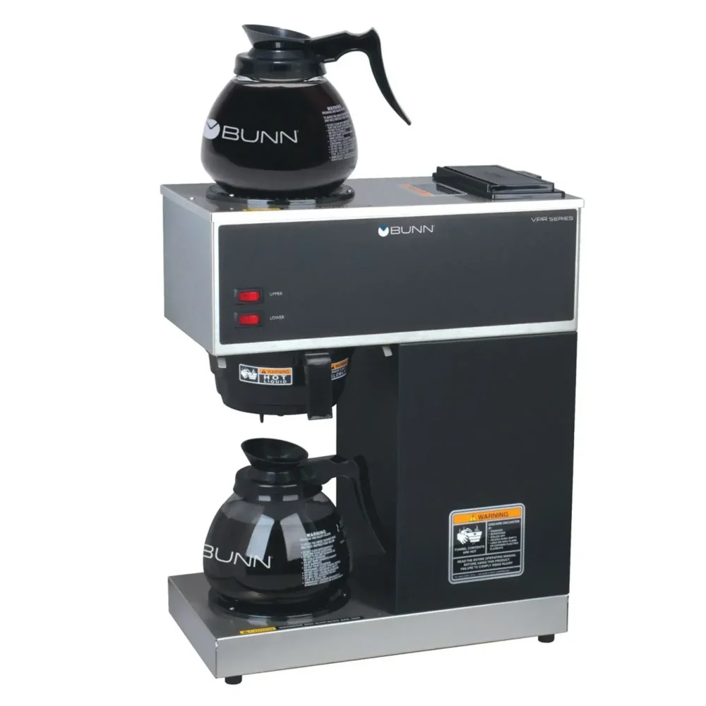 Bunn VPR Pourover Coffee Brewer with 2 Glass Decanters, 1 Upper/1 Lower Warmer, 120V