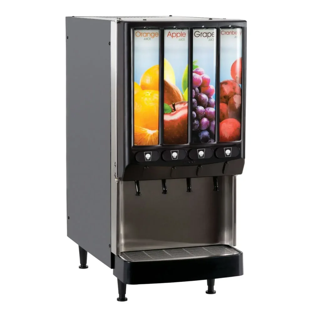 Bunn JDF-4S Four Bowl Refrigerated Juice Dispenser, 1 gal Bowls, Single Portion Size, 120V