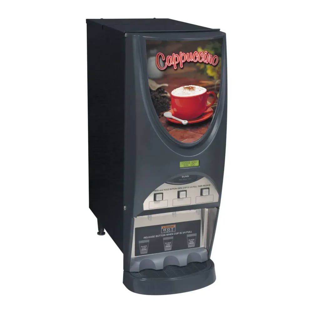 Bunn iMIX-3S Plus Hot Drink Dispenser, 3 Hoppers, Cappuccino Display, Black