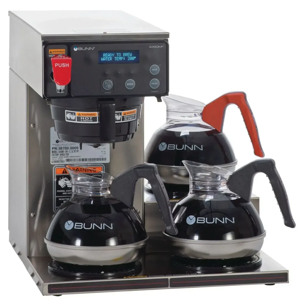 Bunn AXIOM DV-3 Automatic Coffee Brewer, 3 Lower Warmers, 7.5 gal/hr, Dual Voltage