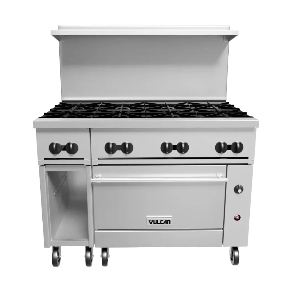 Vulcan 48S-8B 48" 8 Burner Gas Range w/ Standard Oven & Storage Base, Natural Gas