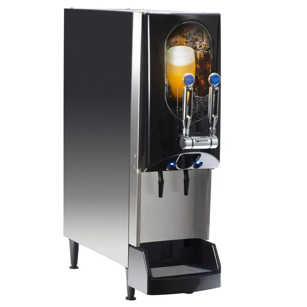 Bunn Nitron 2 gal Cold Draft Dispenser, 1 Nitro + 1 Still Tap, Removable Door Graphic, 120V