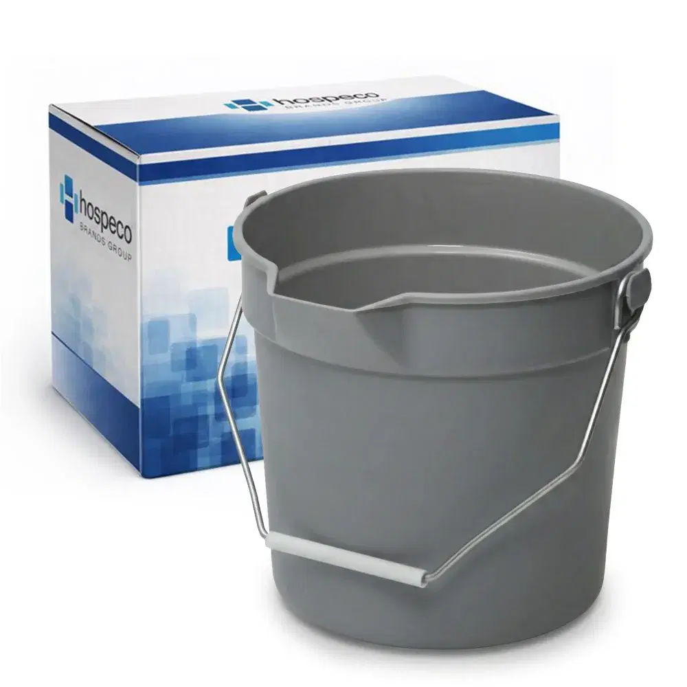 Hospeco 10 Qt Deluxe Bucket with Molded Pour Spout, Grey