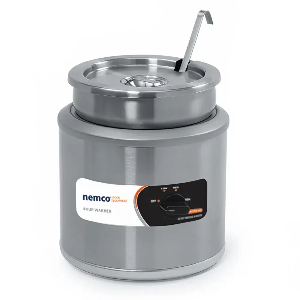 Nemco 6100A-ICL 7 qt Round Soup Warmer with Inset, Cover, Ladle & Thermostatic Controls, 120V