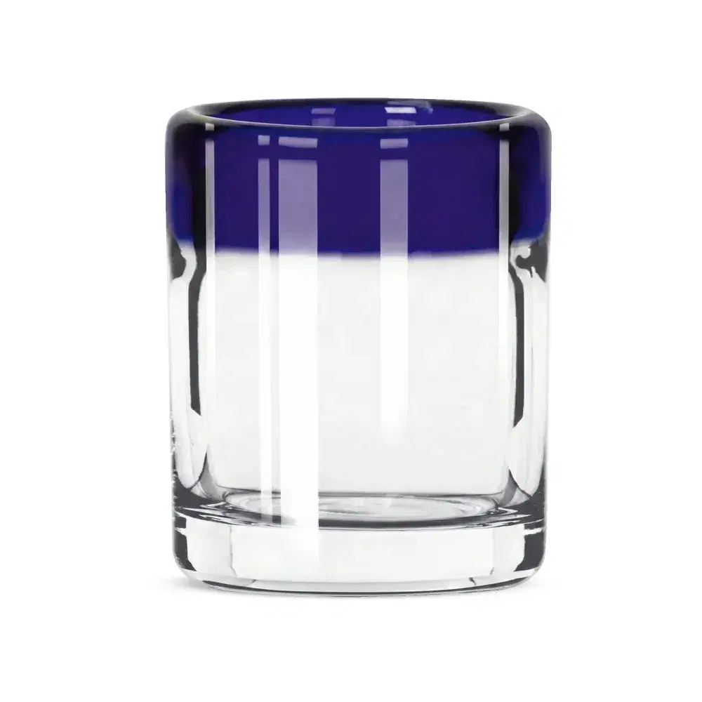 Libbey 92311 Aruba Series 3 oz. Round and Customizable Shot Glass with Cobalt Blue Rim