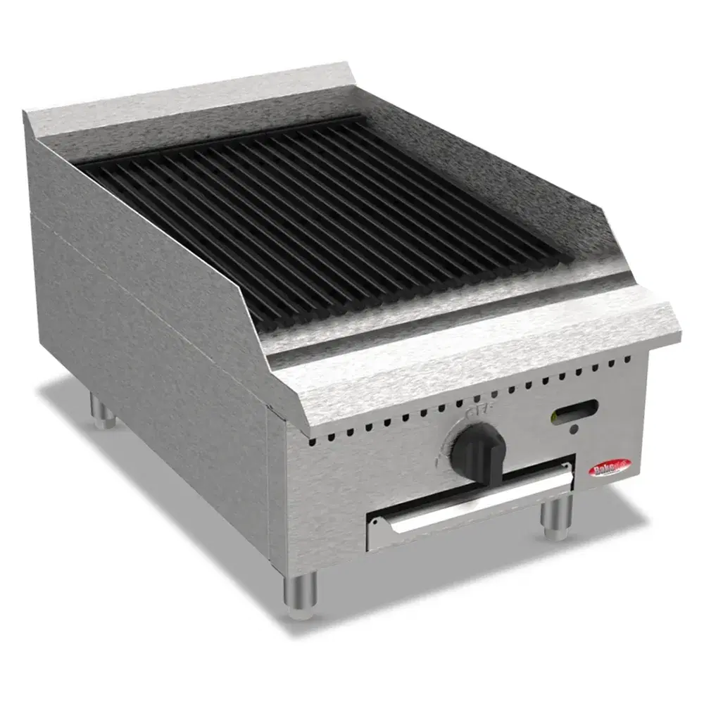 BakeMax BACGG18 18" Countertop Natural Gas Charbroiler with Manual Controls, 30,000 BTU