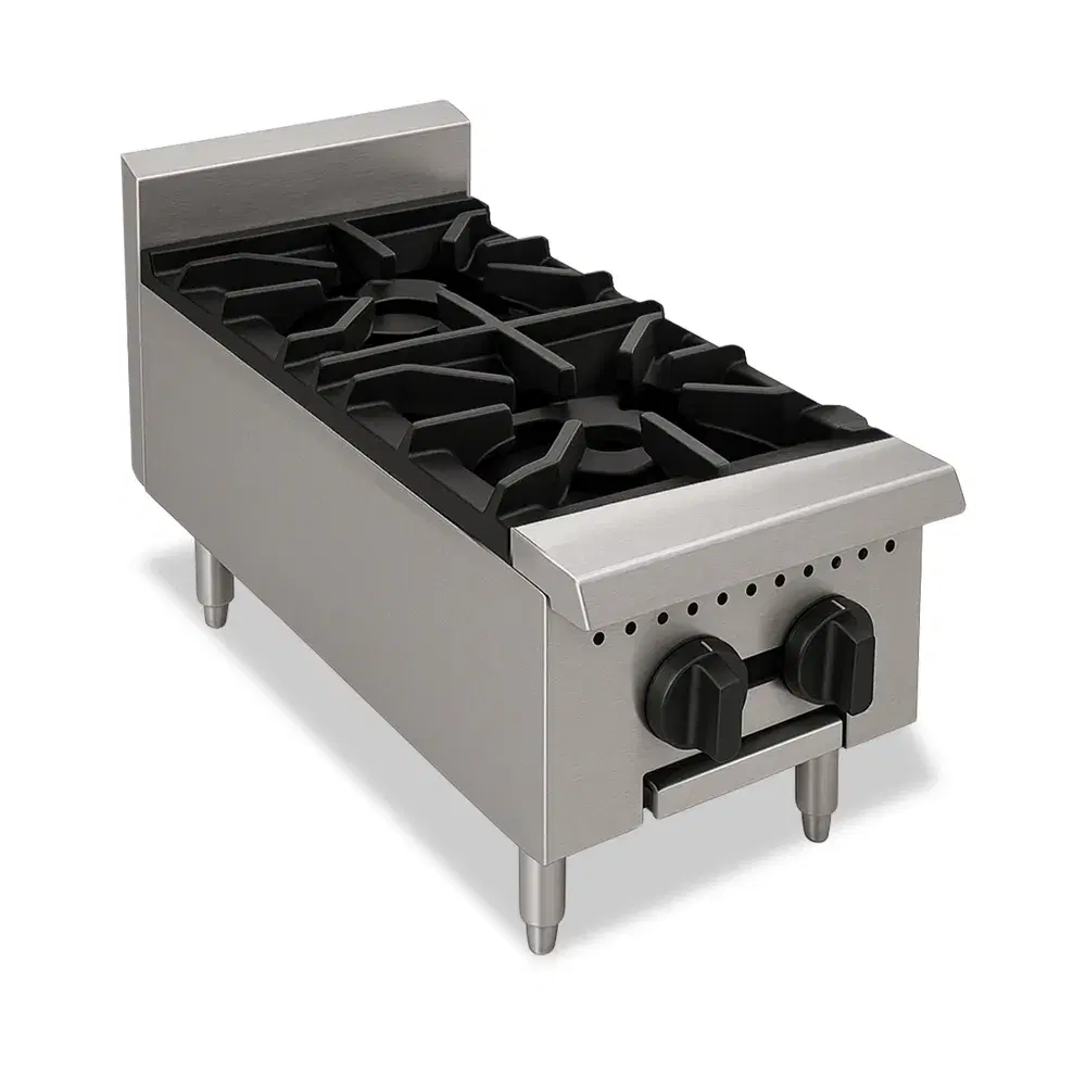 BakeMax BAFA2M-12 12" Natural Gas Countertop Hotplate with Manual Controls, 50,000 BTU