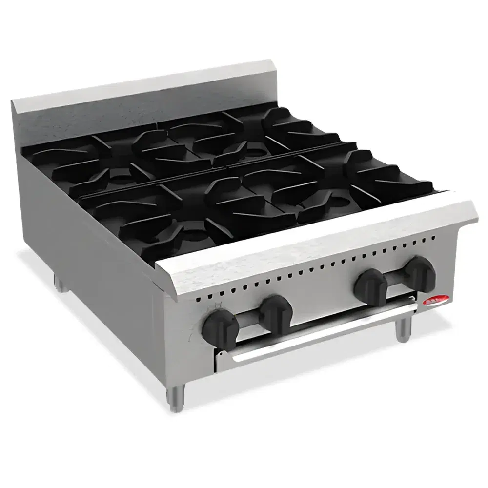 BakeMax BAFA4M-24 24" Natural Gas Countertop Hotplate with Manual Controls, 100,000 BTU