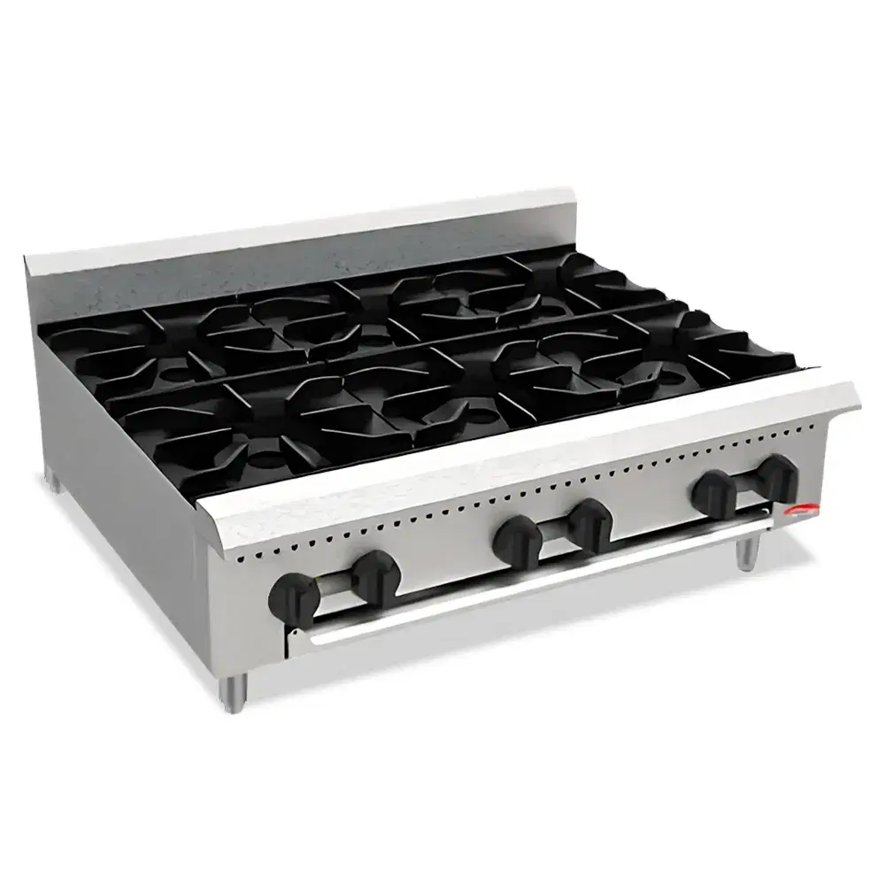 BakeMax BAFA6M-36 36" Natural Gas Countertop Hotplate with Manual Controls, 150,000 BTU