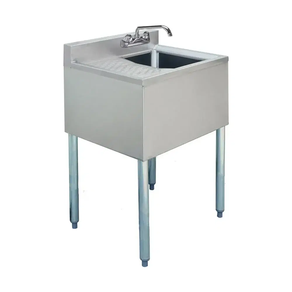 Prepline 24" 1 Bowl Underbar Hand Sink with Faucet, 14" x 10" Bowl, Stainless Steel and Left Drainboard