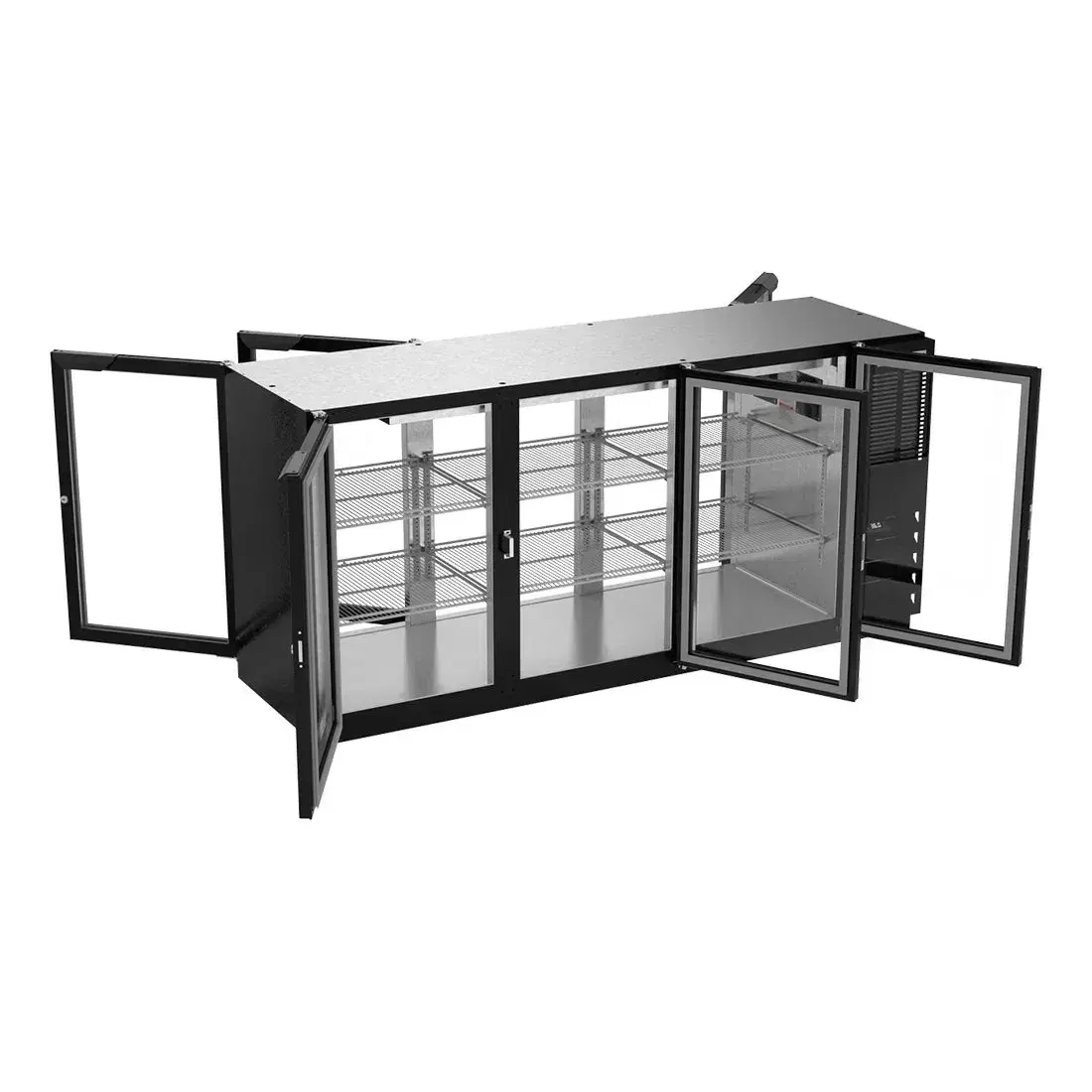 Beverage-Air BB72HC-1-G-PT-B 72" Pass-Through Back Bar Refrigerator, Counter Height, Glass Door, Black