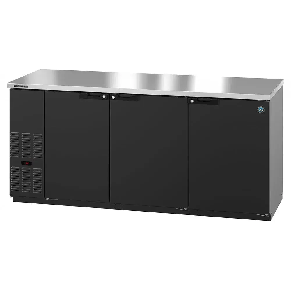 Hoshizaki BB80 80" BB Series Black Vinyl Bar Refrigerator 3 Swinging Solid Doors, 115v