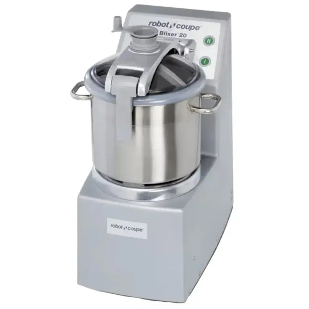 Robot Coupe big stainless steel batch bowl processor for making soups, sauces, and purees in busy restaurants, cafés, and hotels with daily service.