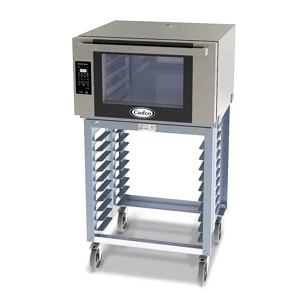 Cadco BLS-4FLD-1 Bakerlux Station 31" Full Size Commercial Countertop Convection oven-Digital with LED Control Panel and Stand, 4-Shelf Heavy-Duty - 208-240V