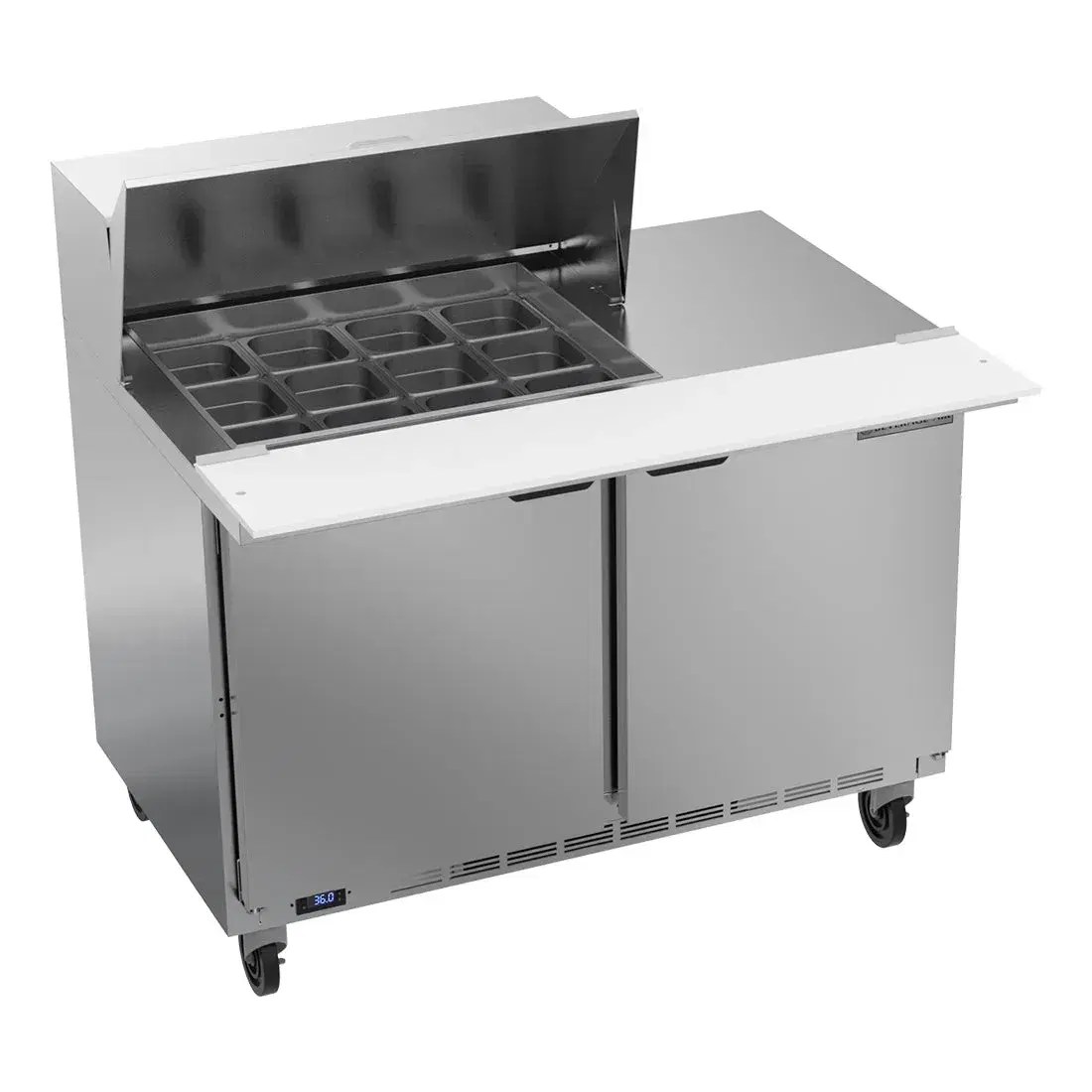 Beverage-Air SPE48HC-12M Elite Series 48" Mega Top Refrigerated Sandwich Prep Table 2 Door