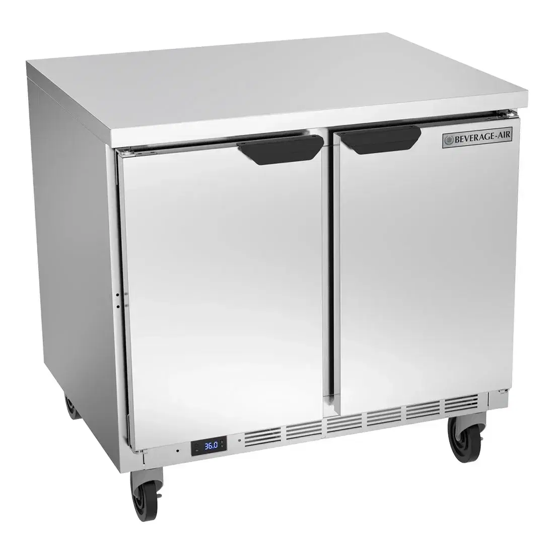 Beverage-Air WTR36AHC 36" Worktop Refrigerator, 2 Door with 4" Foamed-in-Place Backsplash