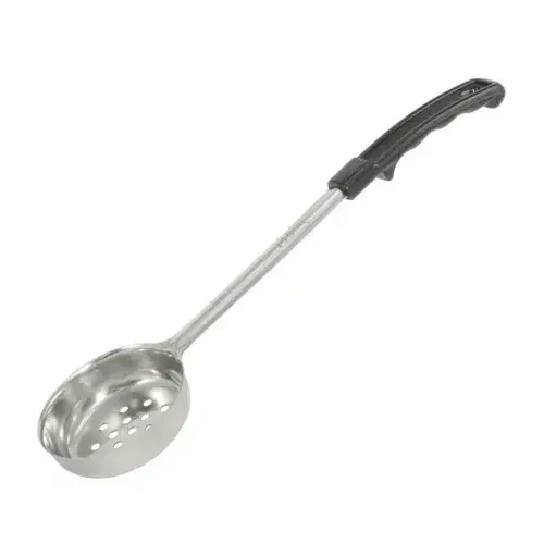 CAC China SPCP-3K 3 oz Portion Spoon, Stainless Steel Perforated with Black Handle