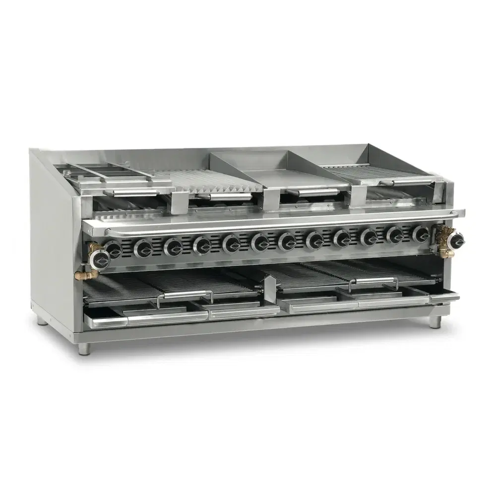 Pegasus CB-60G 60" Radiant Charbroiler, Heavy Duty, Natural or LP Gas, 86.34 Cu.ft, 160,000 BTU