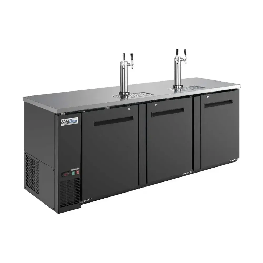 Coldline 90" Kegerator / Beer Dispenser, 3 Doors, 4 Taps, (4) 1/2 Kegs Capacity, 1 Year Warranty