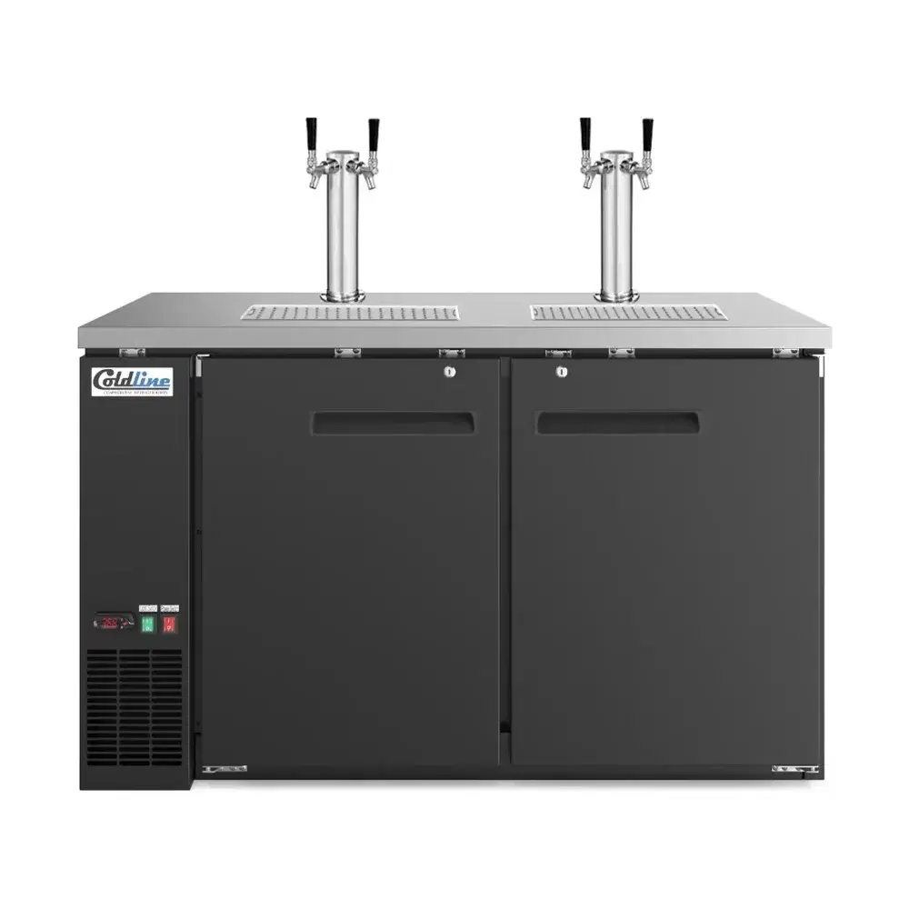 Coldline 60" Kegerator / Beer Dispenser, 2 Doors, 4 Taps, 1 Year Warranty