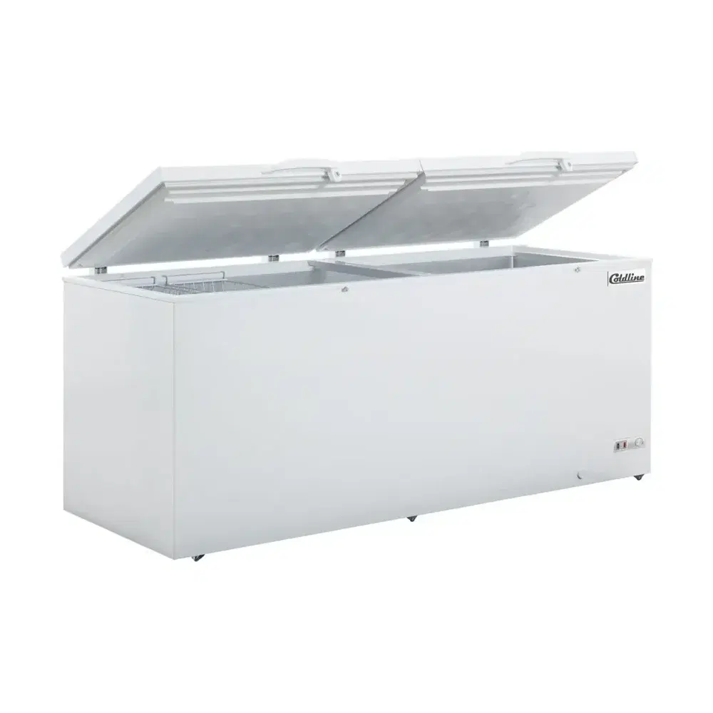 Coldline 91" Commercial Chest Freezer, White, 2 Baskets, 27 Cu. Ft., 1 Year Warranty