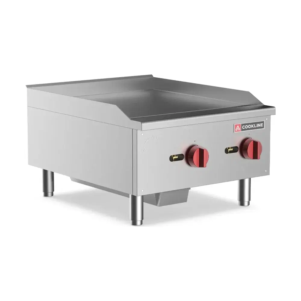 Cookline 24" Countertop Gas Griddle, 2 Burners, Manual Controls, 60,000 BTU - Convertible