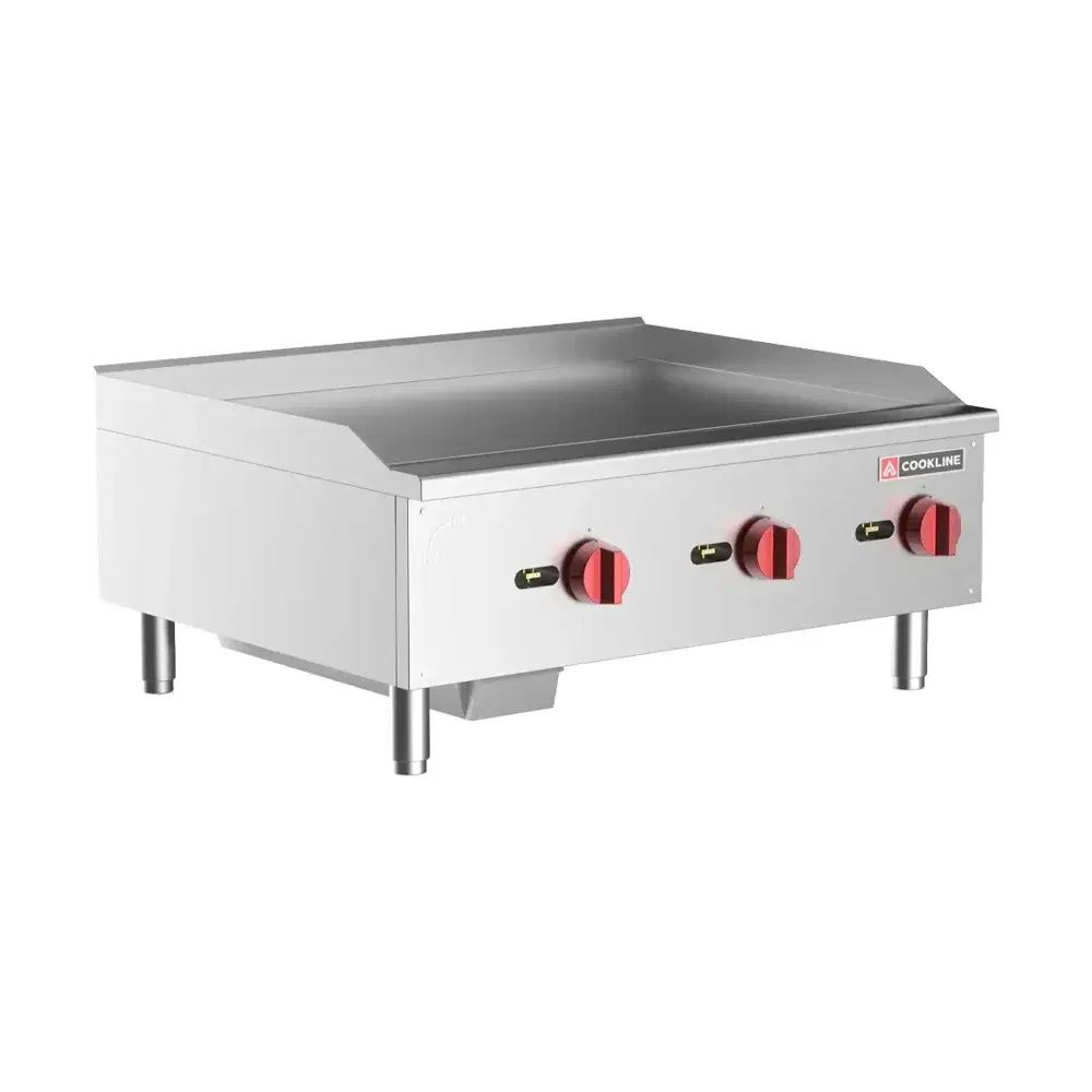 Cookline 36" Countertop Gas Griddle, 3 Burners, Thermostatic Controls, 90,000 BTU - Convertible