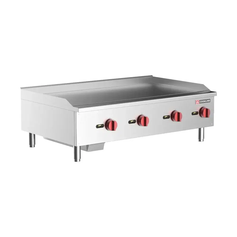 Cookline 48" Countertop Gas Griddle, 4 Burners, Thermostatic Controls, 120,000 BTU - Convertible