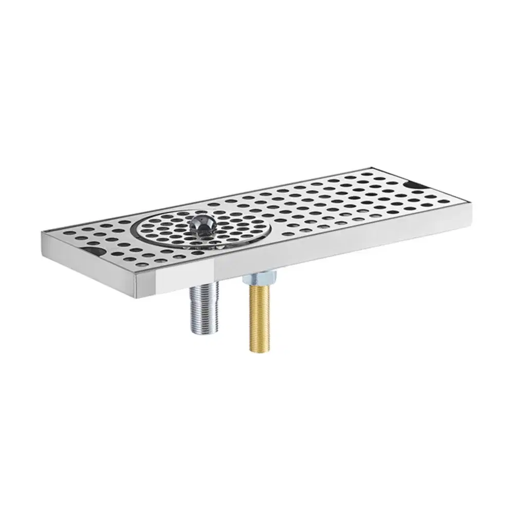 ChefPro Series 12" x 5" Surface Mount Beer Drip Tray, Glass Rinser, Stainless Steel