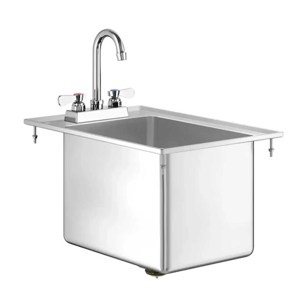 ChefPro Series 10" x 14" x 10" One Compartment Drop-In Sink, 16 Gauge, Stainless Steel, 3 1/2" Swivel Gooseneck Faucet