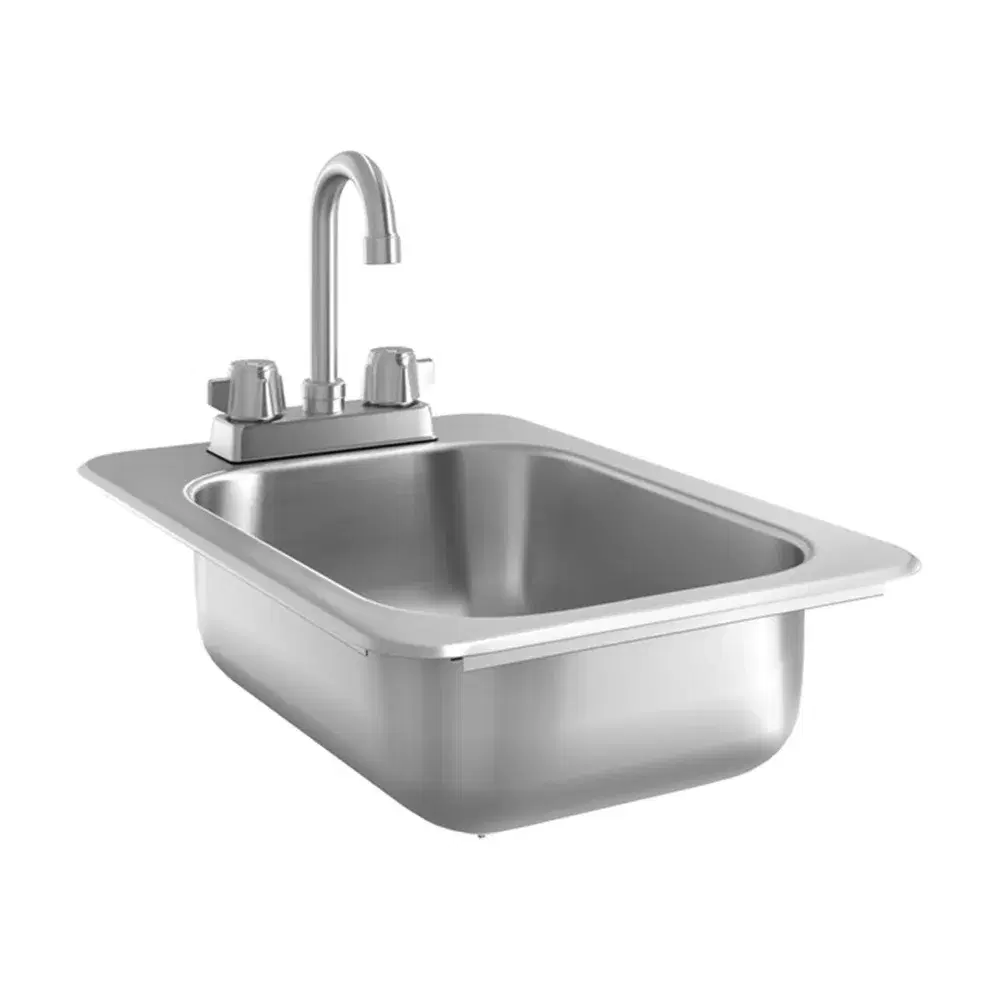 ChefPro Series 10" x 14" x 5" One Compartment Drop-In Sink, 20 Gauge, Stainless Steel, 3 1/2" Gooseneck Faucet