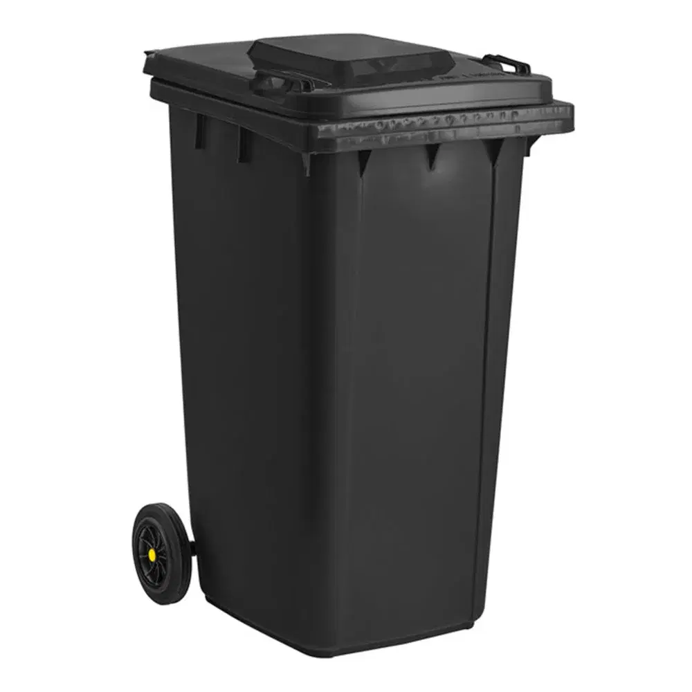 ChefPro Series 64 Gallon Wheeled Rectangular Trash Can with Lid, Black