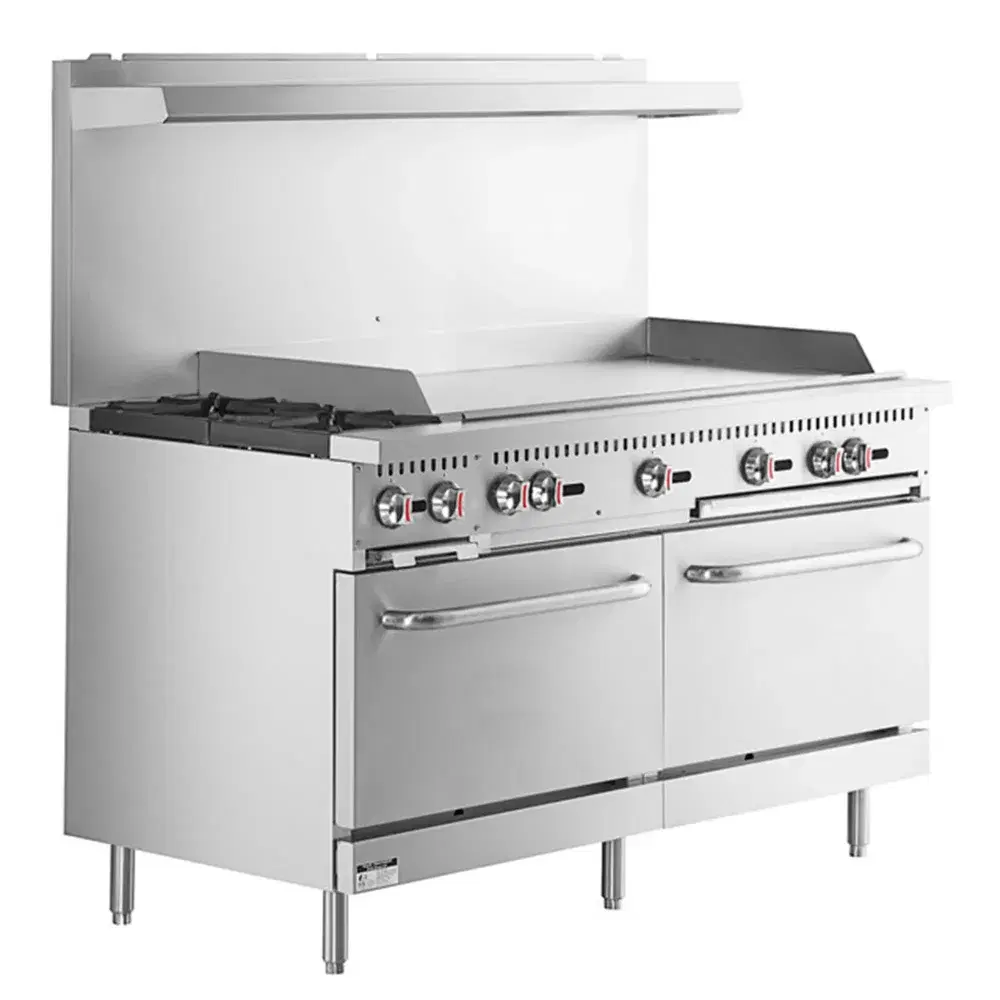 ChefPro Series 60" Gas Range with 2 Ovens & 48" Griddle, 2 Burners, Natural Gas - 200,000 BTU