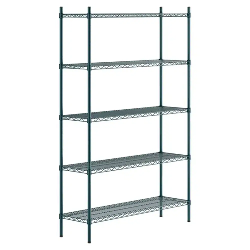 ChefPro Series 14" x 48" Green Epoxy 5-Shelf Kit with 72" Posts, NSF Approved