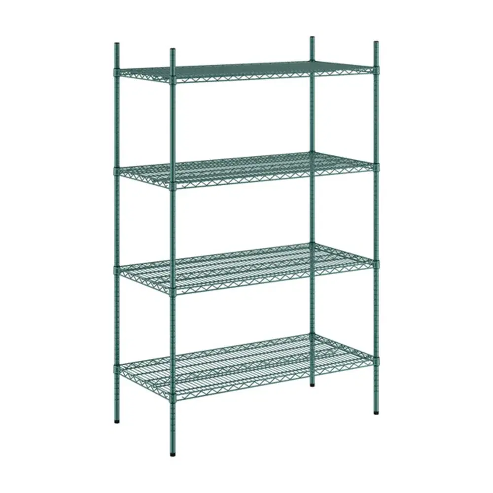 ChefPro Series 24" x 48" Green Epoxy Wire Shelving Kit, 4 Shelf, 74" Posts