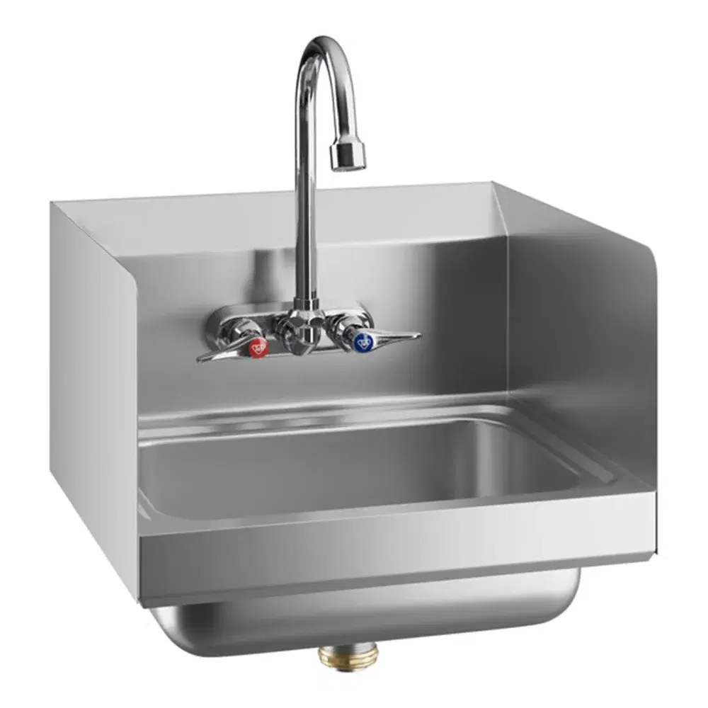 ChefPro Series 10" x 14" Wall-Mounted Hand Sink and Faucet with 4 3/8" Gooseneck Spout and Side Splash