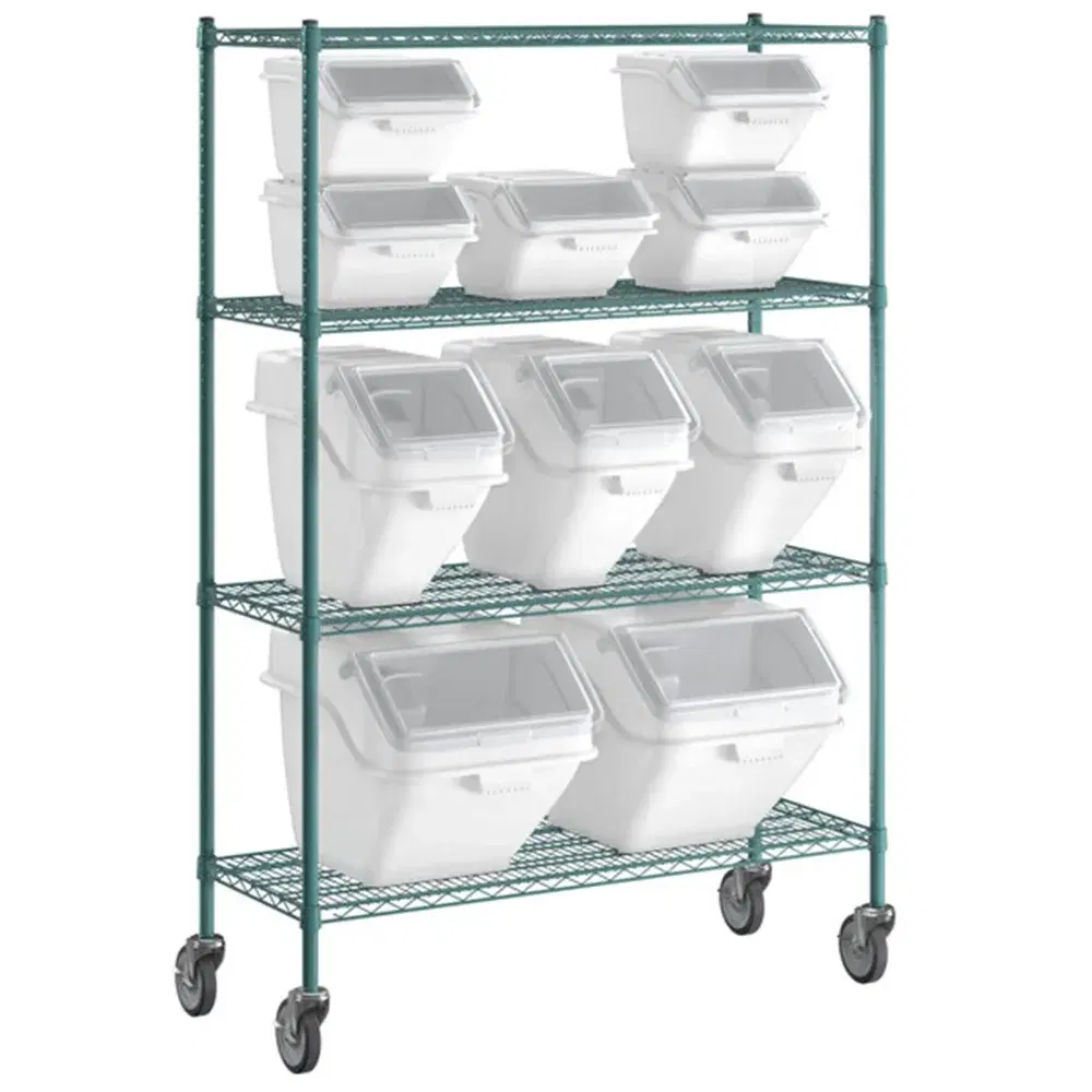ChefPro Series 18" x 48" Ingredient Bin Epoxy Shelving Kit with 10 Clip-In Shelf Bins