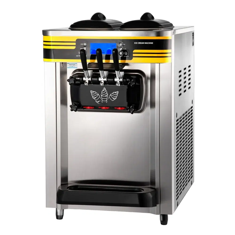 ChefPro Series Countertop Ice Cream Maker and Soft Serve Machine with LCD Panel, Puffing Shortage Alarm