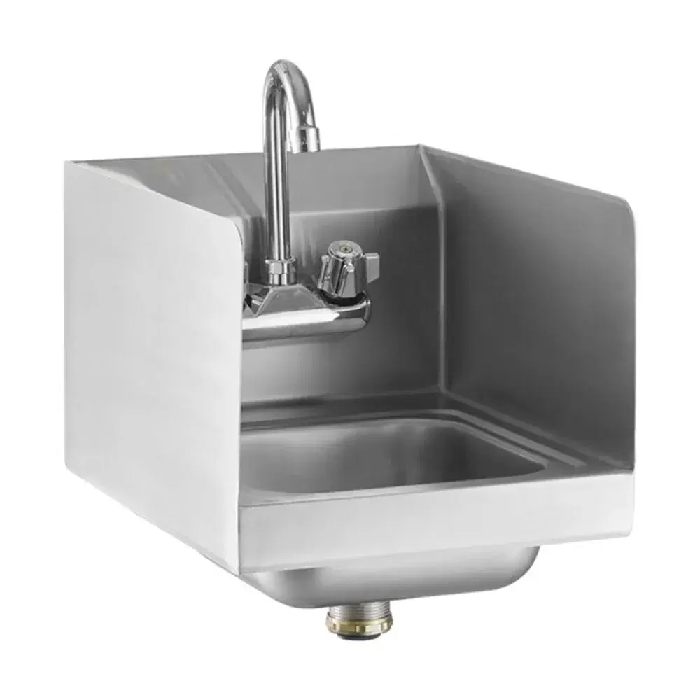 ChefPro Series 12" x 16" Wall-Mounted Hand Sink, 1.2 GPM, Gooseneck Faucet and Side Splashes