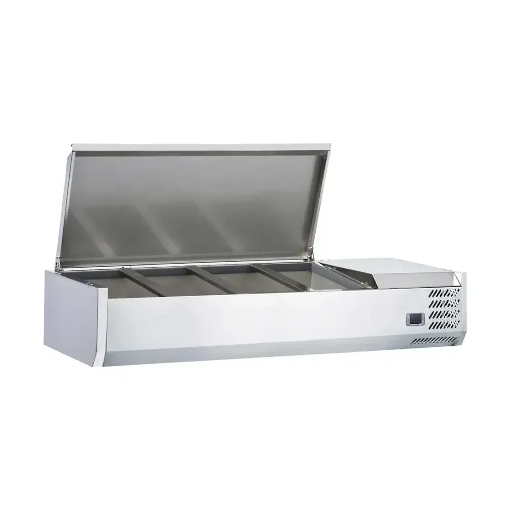 Coldline 48" Refrigerated Countertop Salad Bar, 4 Pans Capacity, Stainless Steel Topping Rail, 1 Year Warranty