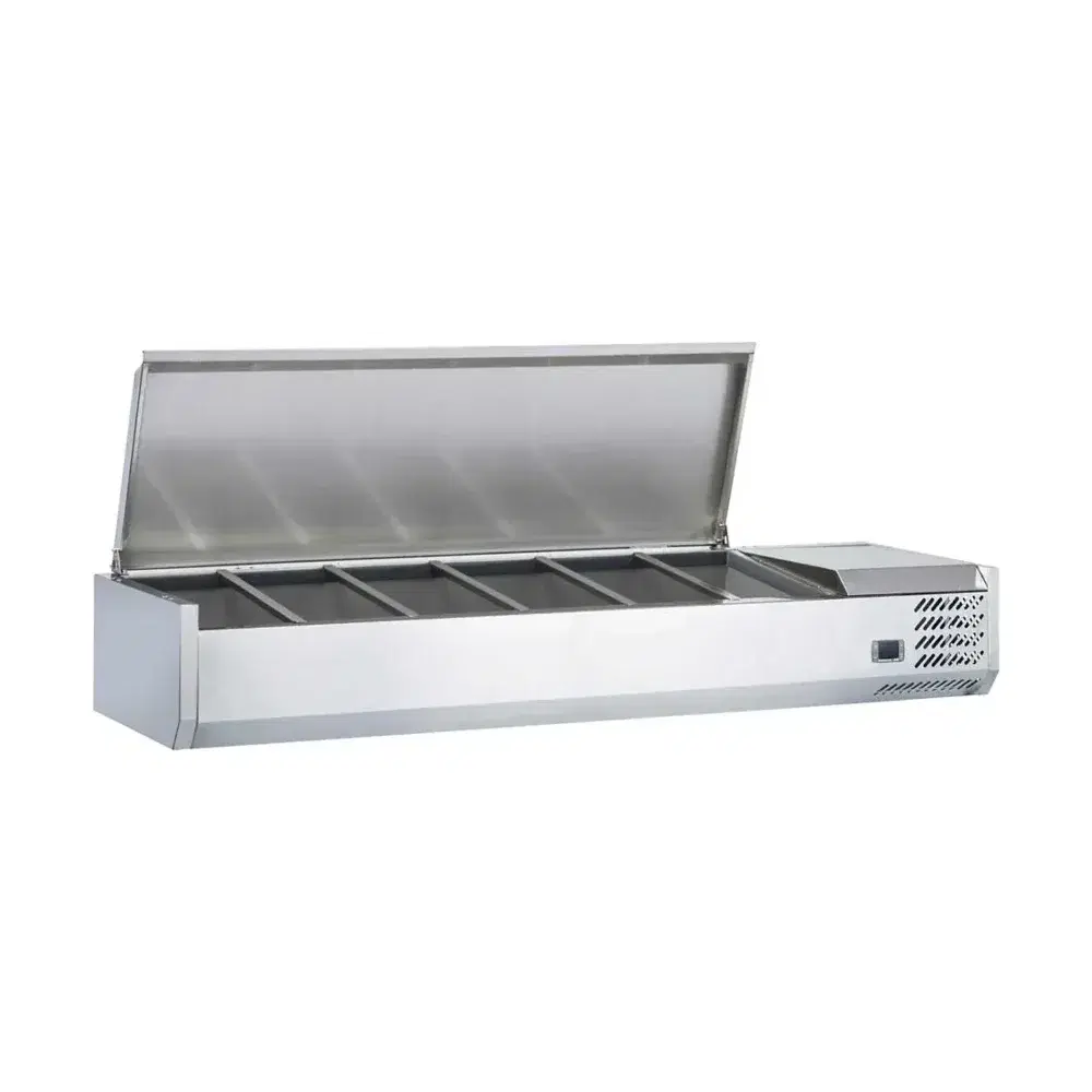 Coldline 60" Refrigerated Countertop Salad Bar, 6 Pans Capacity, Stainless Steel Topping Rail, 1 Year Warranty