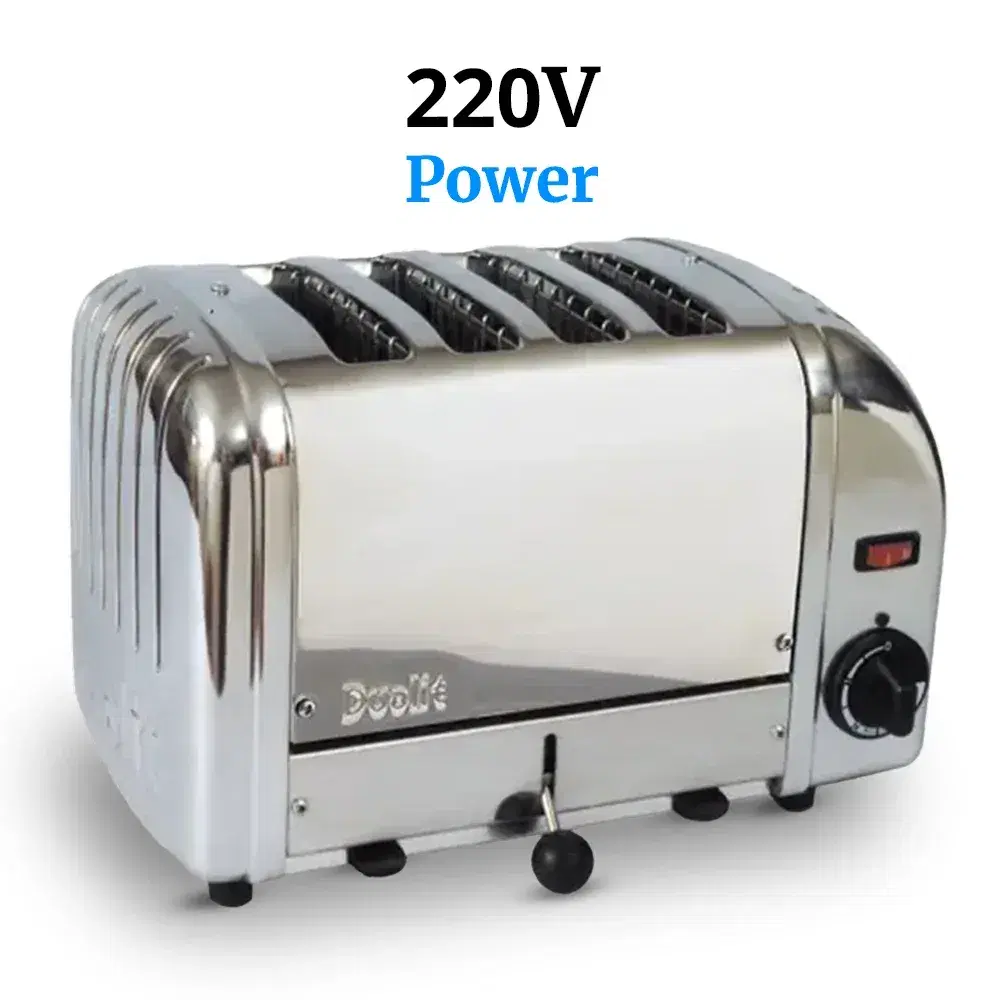 Cadco CTS-4(220) 4 Slice Standard Toaster with 1 Slots and Aluminum End Panels - 220V