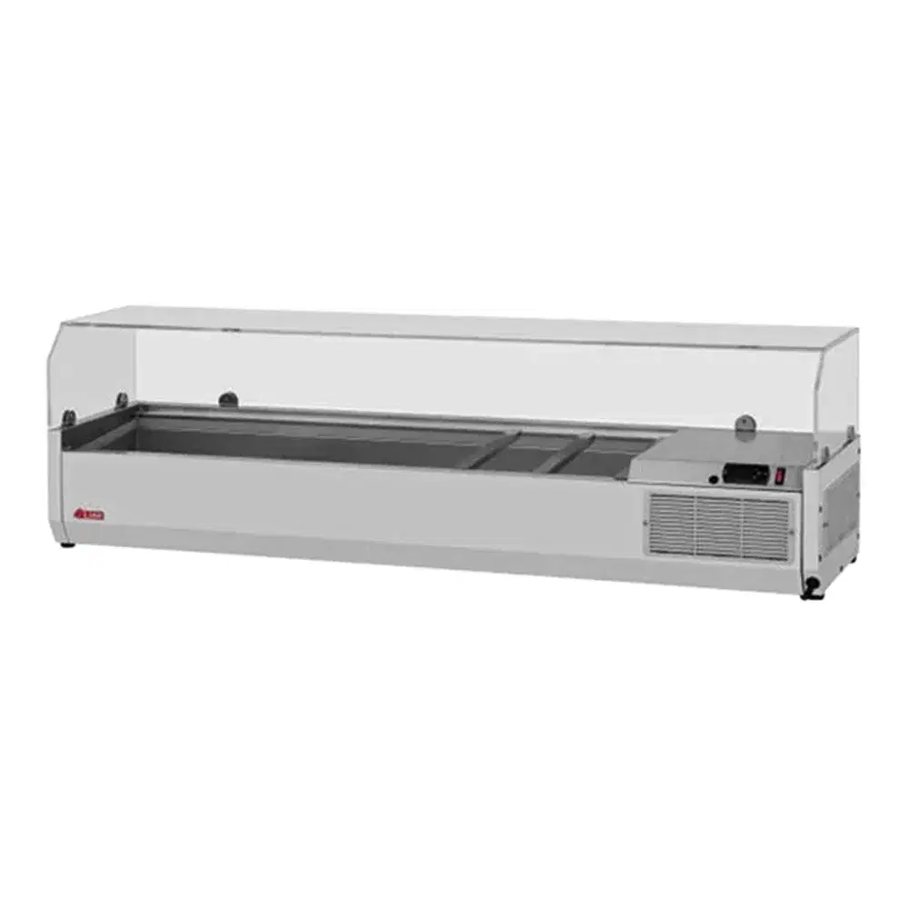 Turbo Air CTST-1500G-13-N 59" Refrigerated Countertop Salad Prep Table with Clear Hood, E-Line, 115V, Stainless Steel