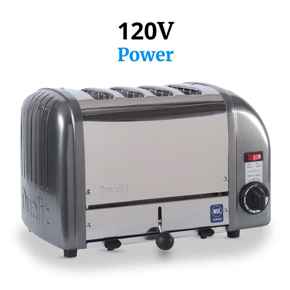 Cadco CTW-4M 4 Slice Standard Toaster with 1 Slots and Metallic Gray Cast Aluminum End Panels - 120V