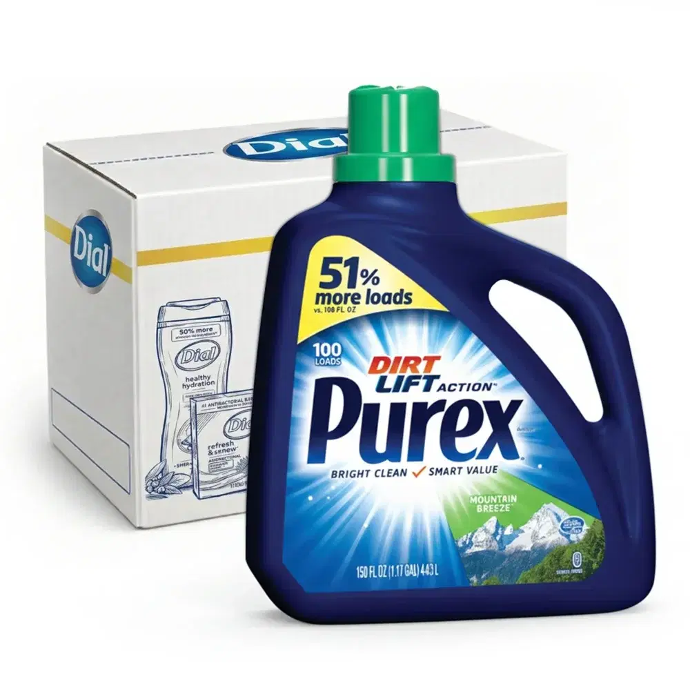 Dial 05016 150 oz. Purex Liquid Laundry Detergent, Mountain Breeze Scent, 4/Case