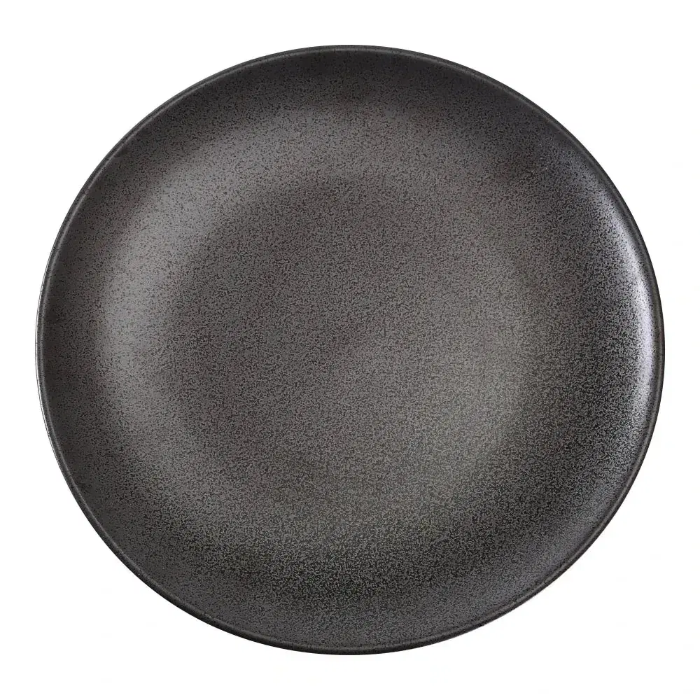 Yanco DB-109 Diamond Black Collection 9" Round Coupe Plate, Matte Glaze